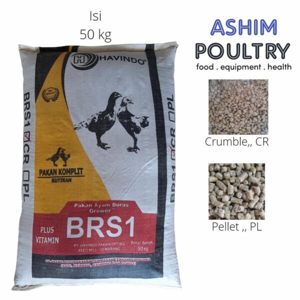 BRS1 pakan ayam pedaging, pakan ayam grower 1 zak - PL Pellet